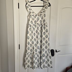 J. Crew Blue Floral Maxi Dress with Ruffle Straps